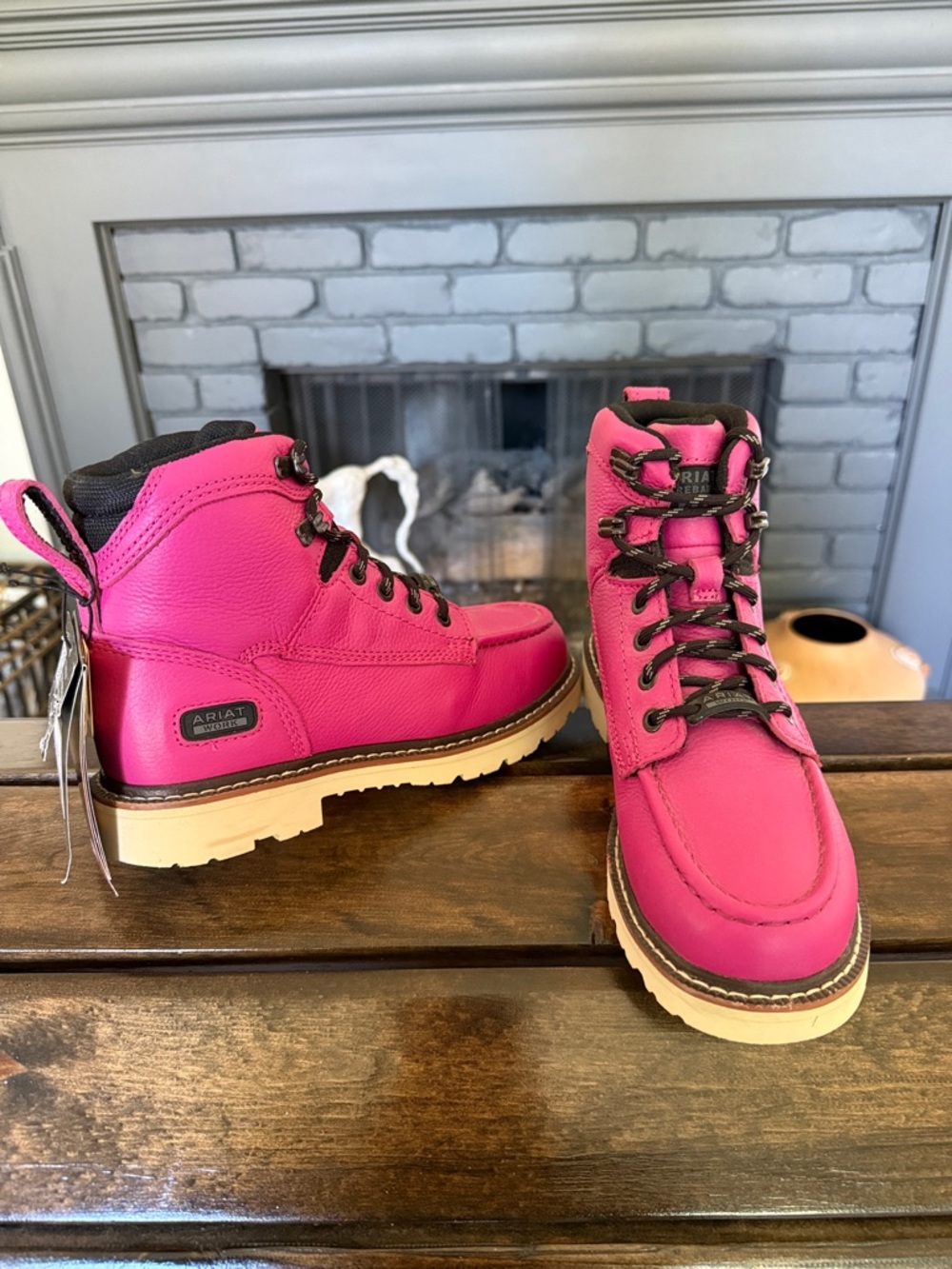 Pink ARIAT work boots